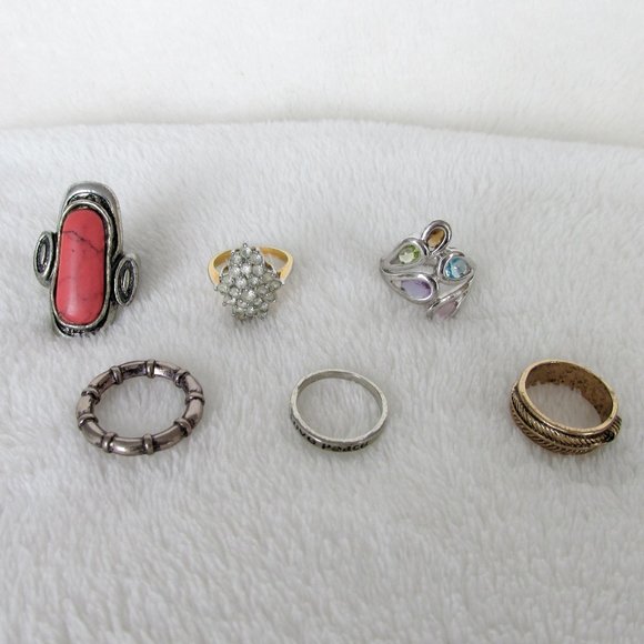 Collection Lot Bundle 14 Costume Jewelry Rings Size 6-6.75 - Picture 5 of 14